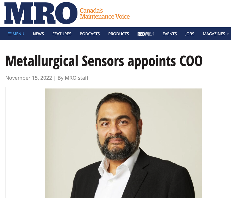 Metallurgical Sensors Appoints COO